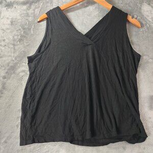 Banana Republic Women Black Sleeveless VNeck Wrap Tank Top Medium Modal Workwear